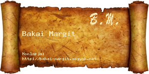 Bakai Margit névjegykártya